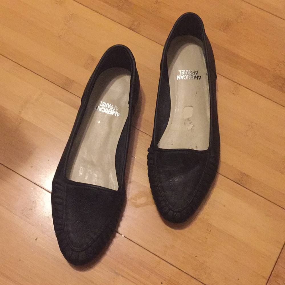 Black Leather Flats